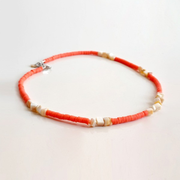 Handmade Necklace Polymer with Off White Gemstone